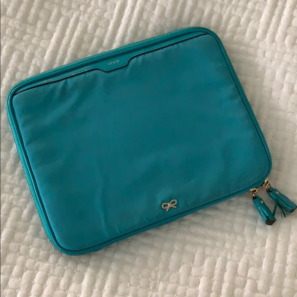 Anya Hindmarch Turquoise Nylon iPad Case